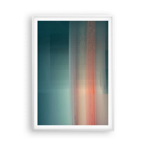 Poster în ramă albă - Abstracție: unde de lumină - 70x100 cm