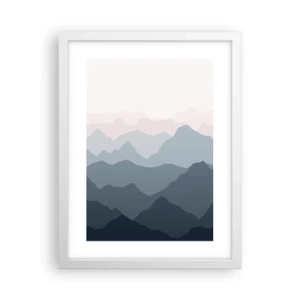 Poster în ramă albă - Valuri de munți - 30x40 cm