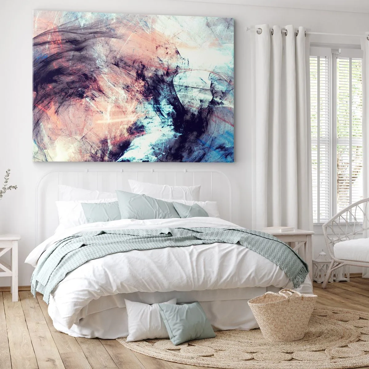 Tablou pe pânză Canvas - Compoziție abstractă în tonuri pastelate și întunecate - 70x50cm - Simte vântul - Decorațiune modernă pentru perete pentru living și dormitor ARTTOR