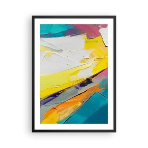 Poster în ramă neagră - O pictură abstractă cu culori dinamice în tonuri deschise. - 50x70cm - Anatomia luminii - Decorațiune modernă pentru perete pentru living și dormitor ARTTOR