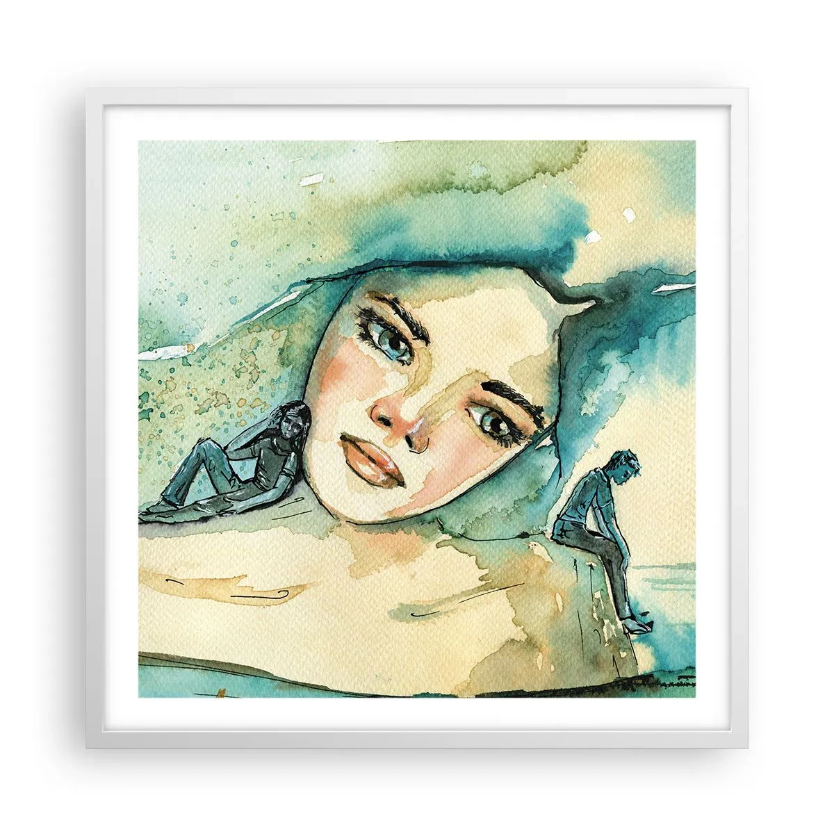 Poster în ramă albă - Am I blue? - 60x60 cm