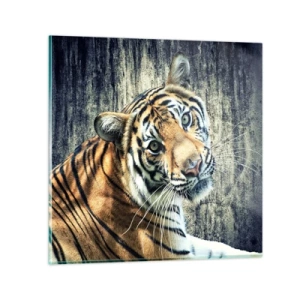 Tablou pe sticlă - Portret în fluxuri de lumină - 60x60 cm