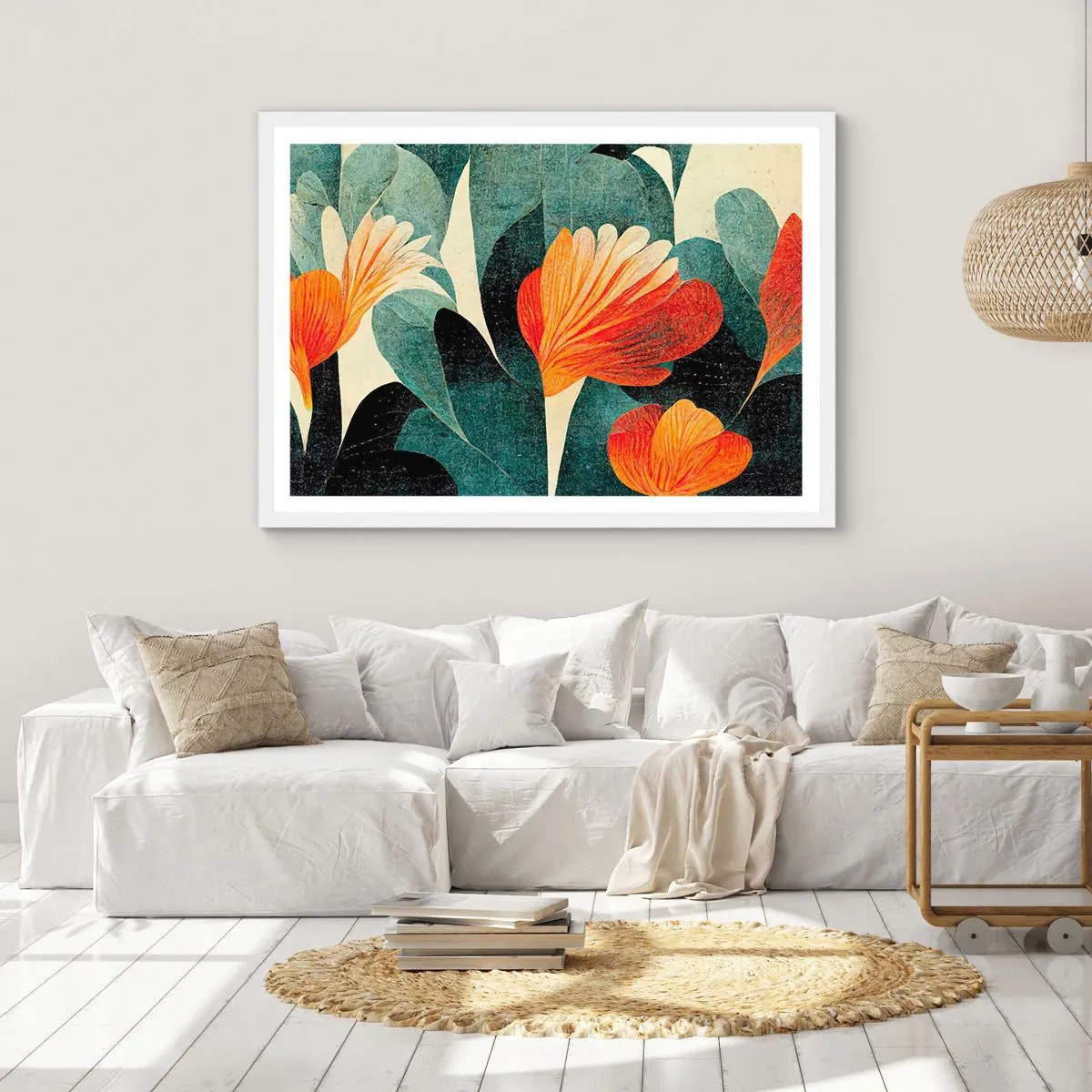 Poster în ramă albă - Căldura de la tropice și răcoarea verdeței - 50x40 cm