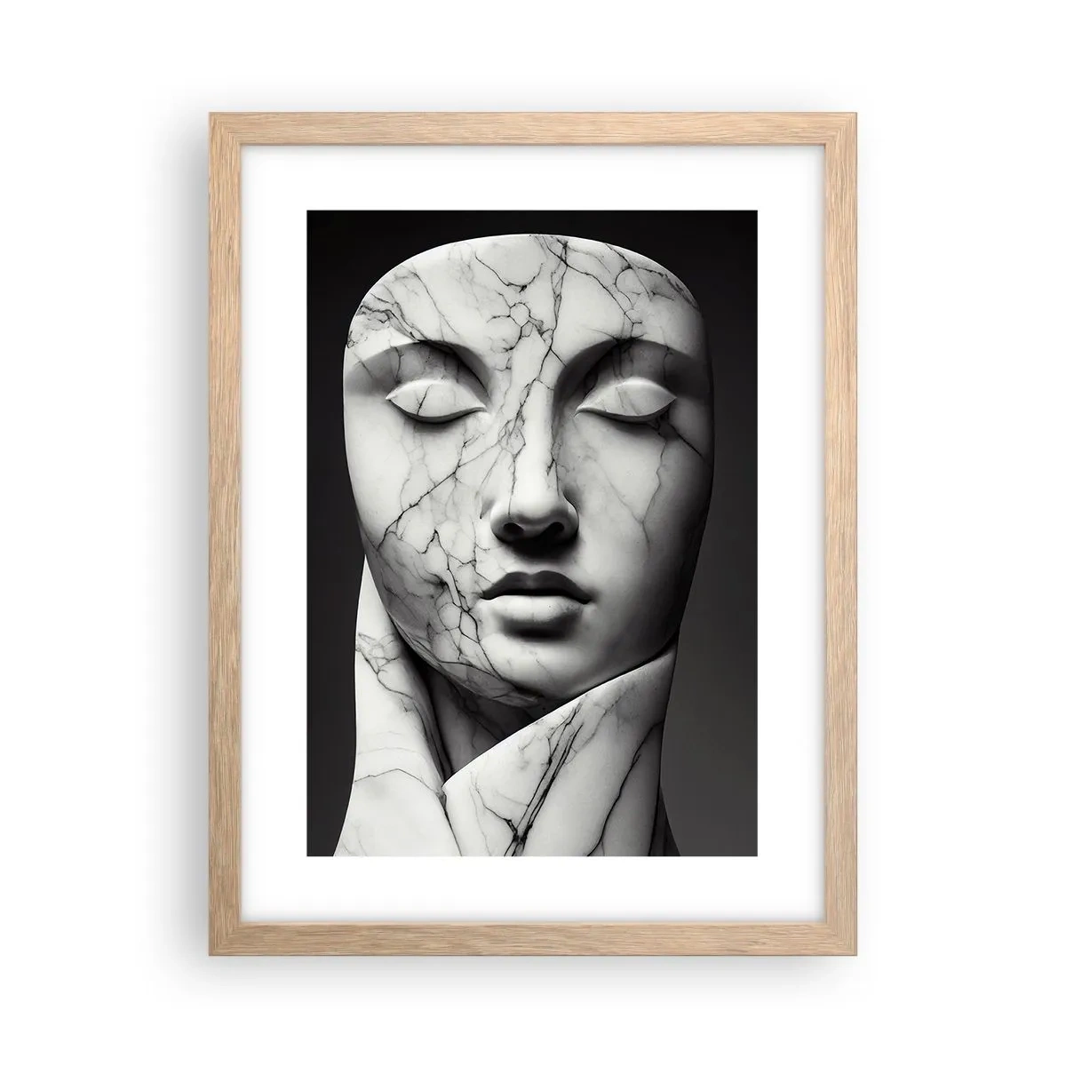 Poster în ramă de stejar deschis - Forme de marmură - 30x40 cm