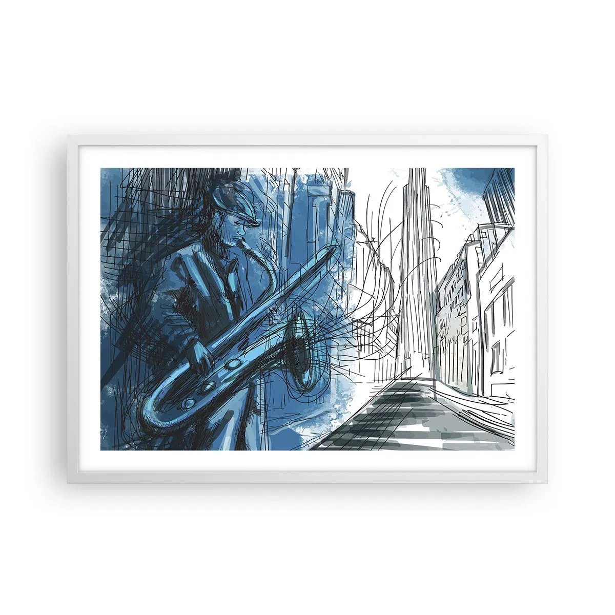 Poster în ramă albă - Rapsodie urbană - 70x50 cm