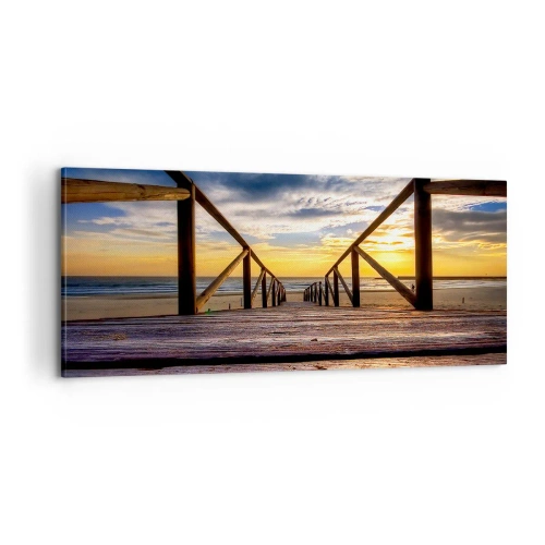Tablou pe pânză - Direct la o plajă liniștită la apus de soare - 100x40 cm