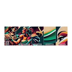Mostră tapet Premium Sand - În ritmul inimii - Cubism, Cuplu, Dans - 100x30 cm