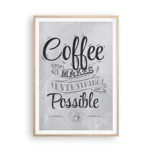 Poster în ramă de stejar deschis - Cum să nu iubești cafeaua - 70x100 cm