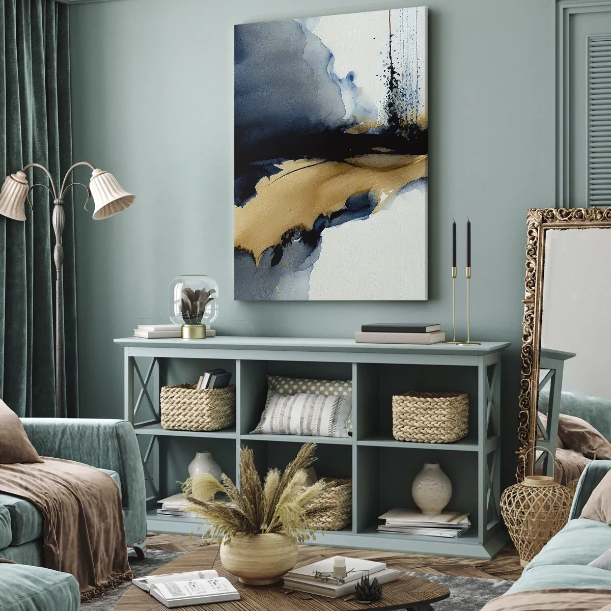 Tablou pe pânză - În spatele cortinei - 55x100 cm