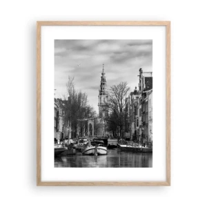 Poster în ramă de stejar deschis - Amsterdam vibes - 40x50 cm