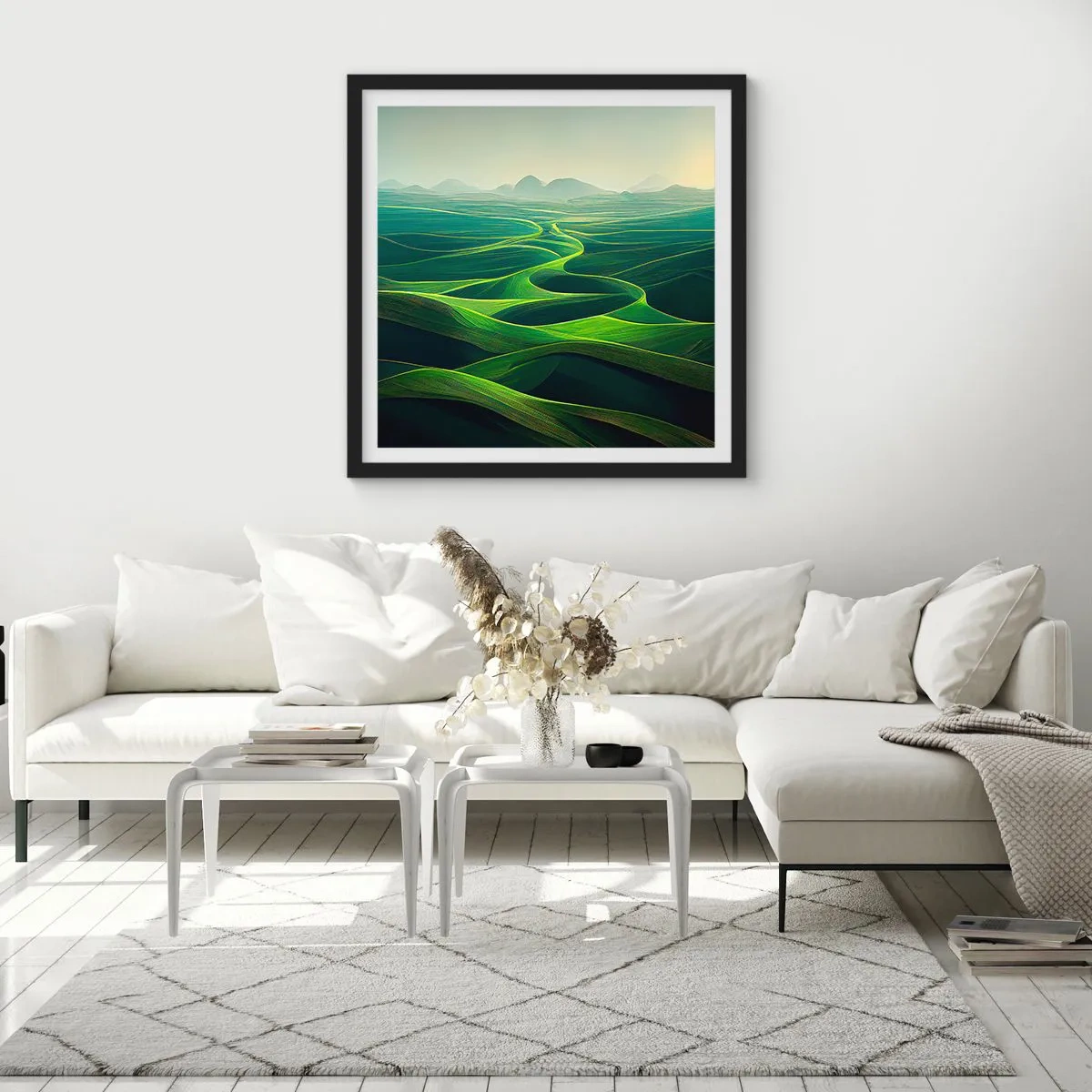 Poster în ramă neagră - În văi verzi - 30x30 cm