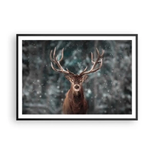 Poster în ramă neagră - Regele pădurii a fost încoronat - 100x70 cm