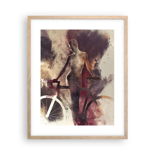 Poster în ramă de stejar deschis - În forme de marmură sufletul ciclist - 40x50 cm