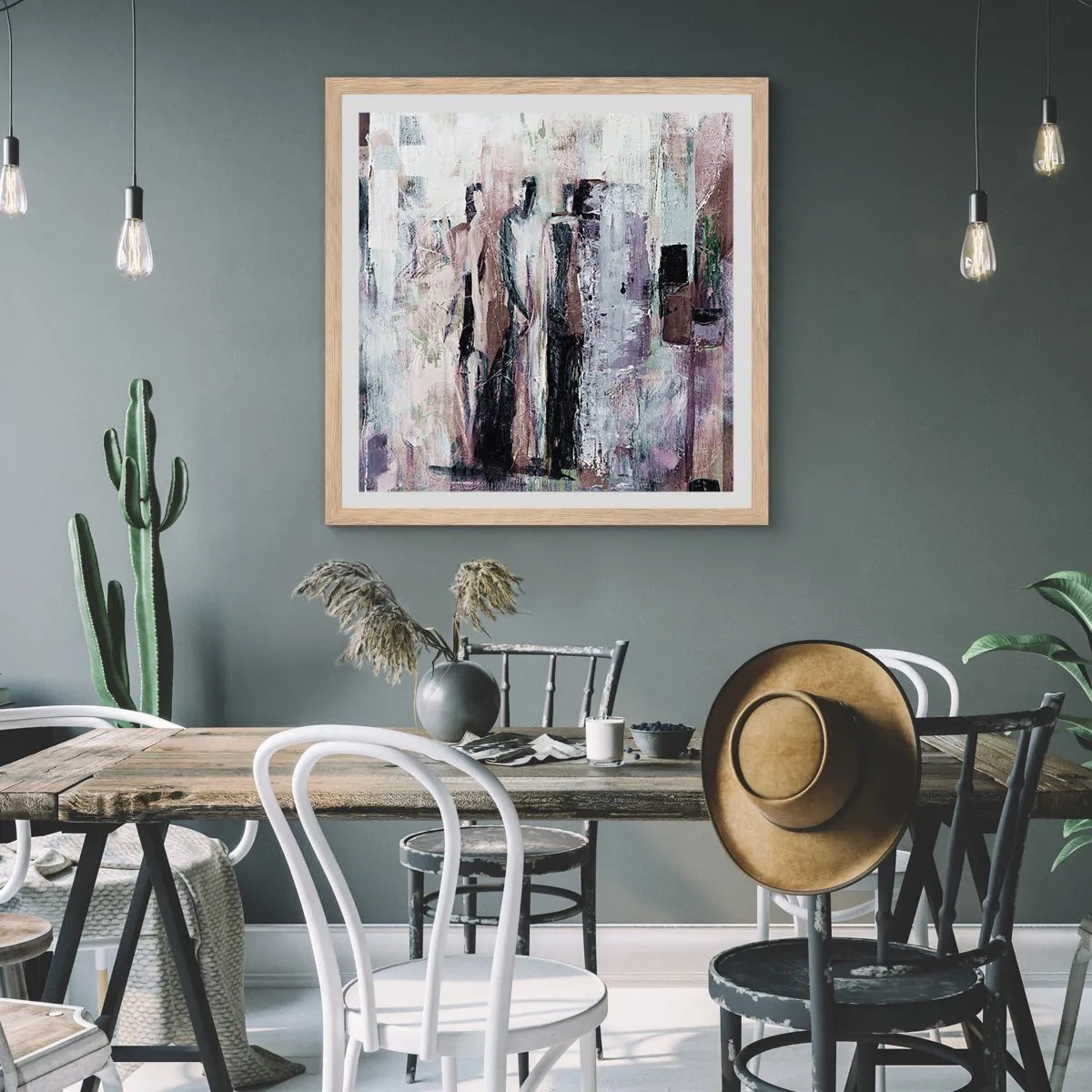 Poster în ramă de stejar deschis - Cei trei misterioși - 60x60 cm