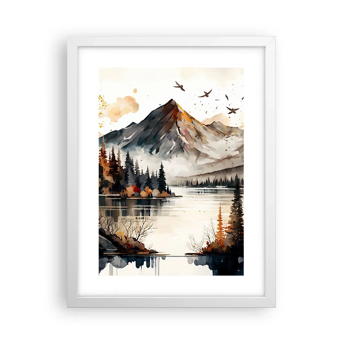 Poster în ramă albă - Toamna de aur în munți - 30x40 cm