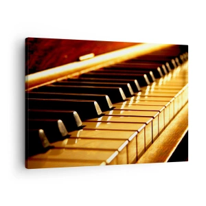 Tablou pe pânză Canvas - Claviatură de pian în iluminare aurie - 70x50cm - Posibilități nelimitate - Decorațiune modernă pentru perete pentru living și dormitor ARTTOR