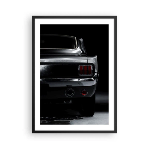 Poster în ramă neagră - O abordare elegantă a spatelui unei mașini clasice - 50x70cm - Farmecul clasicului - Decorațiune modernă pentru perete pentru living și dormitor ARTTOR