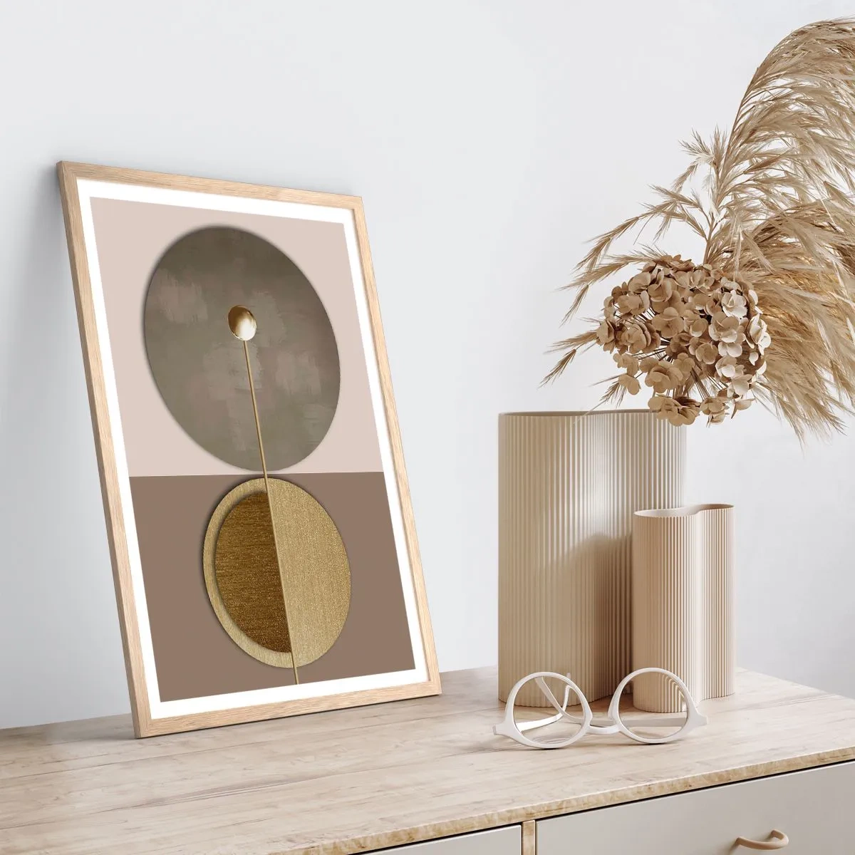 Poster în ramă de stejar deschis - Echilibru perfect - 40x50 cm