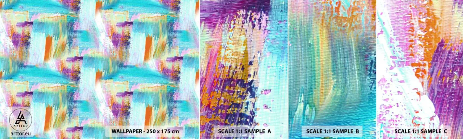 Mostră de Tapet Standard Eco - Mâzgălire veselă - Abstracția, Bucată, Pictura - 100x30 cm