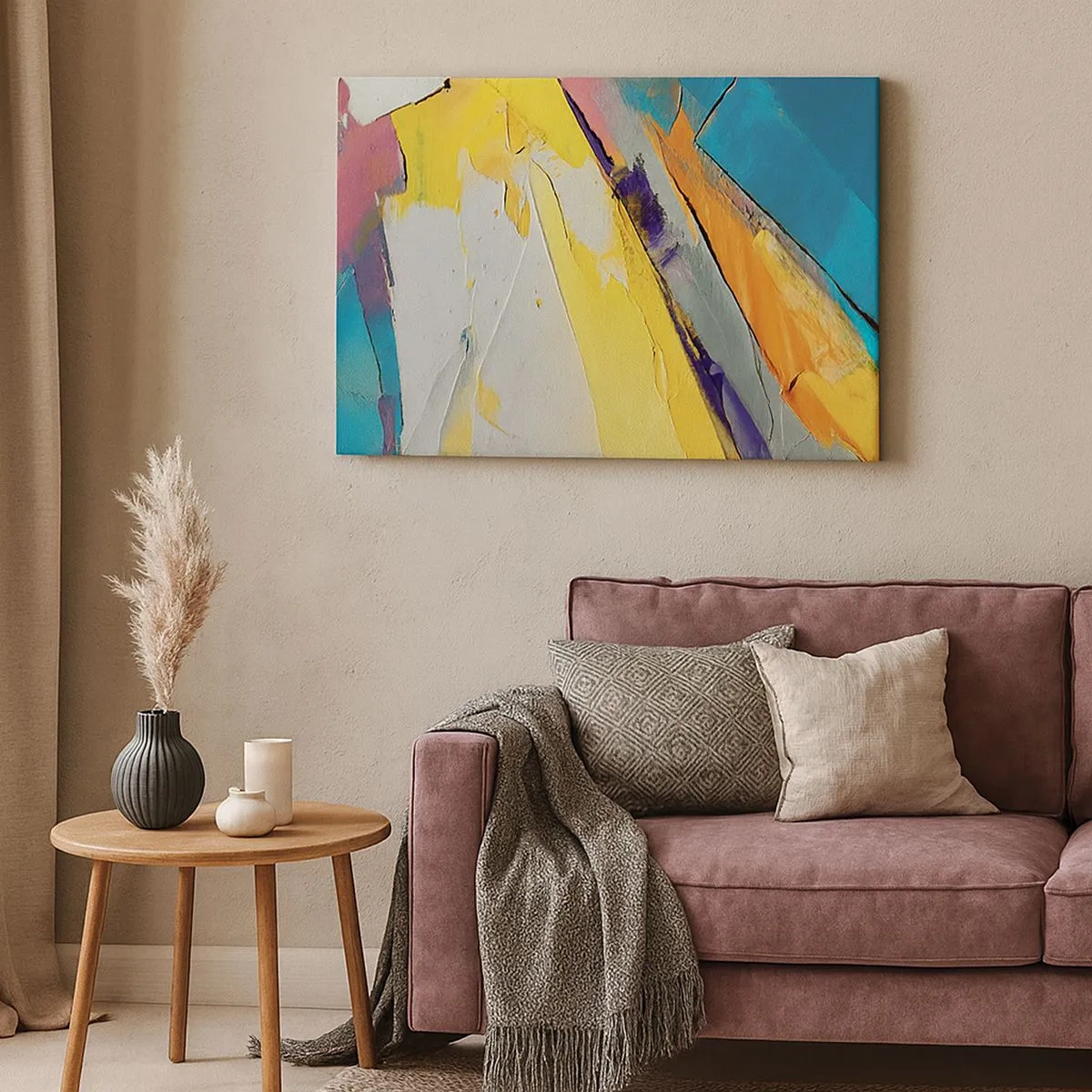Tablou pe pânză Canvas - O compoziție abstractă în culori intense - 70x50cm - Anatomia luminii - Decorațiune modernă pentru perete pentru living și dormitor ARTTOR