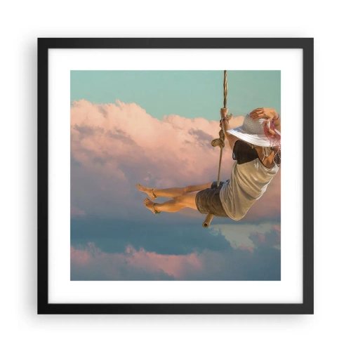 Poster în ramă neagră - Distracție în nori - 40x40 cm