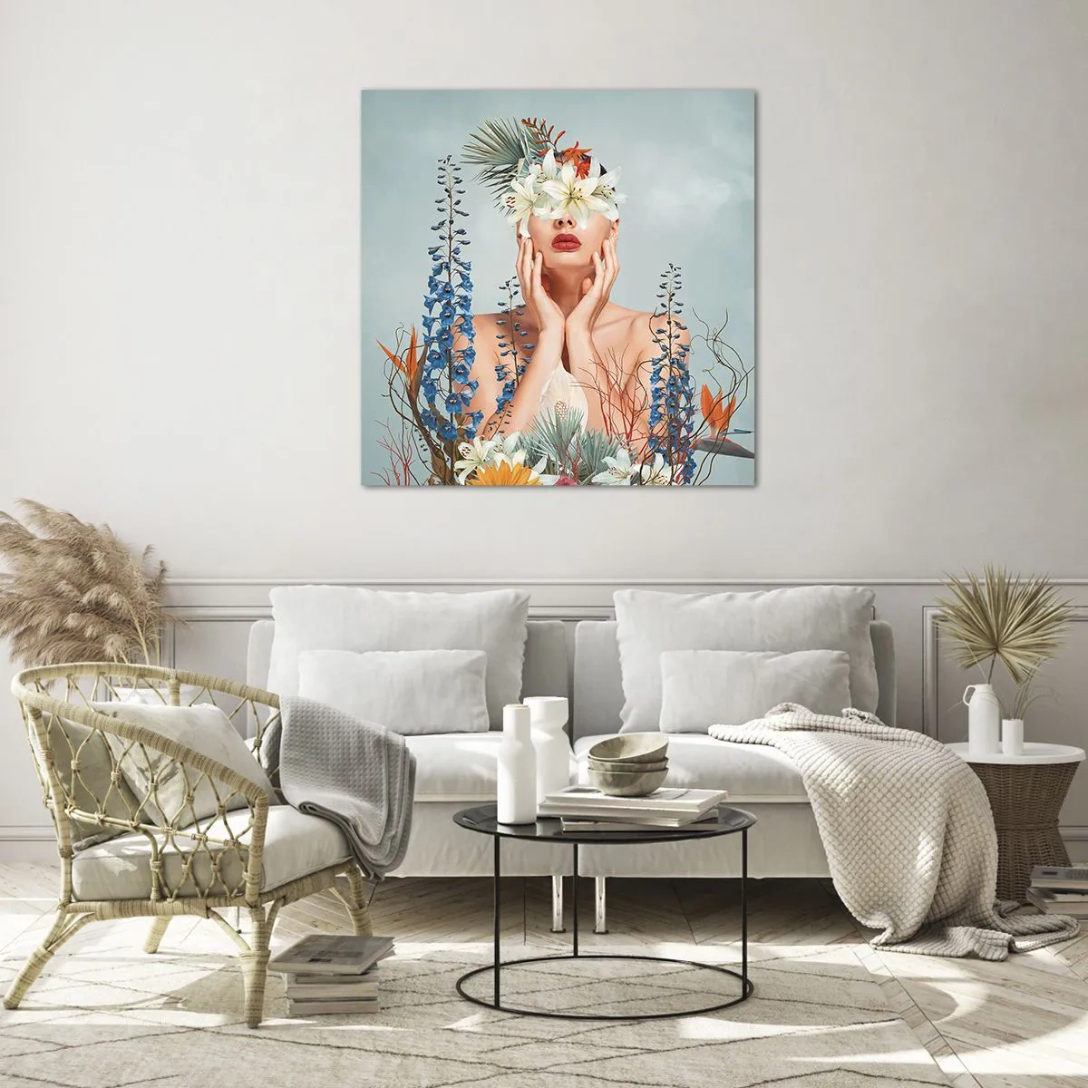 Tablou pe sticlă - Femeia floare - 50x50 cm