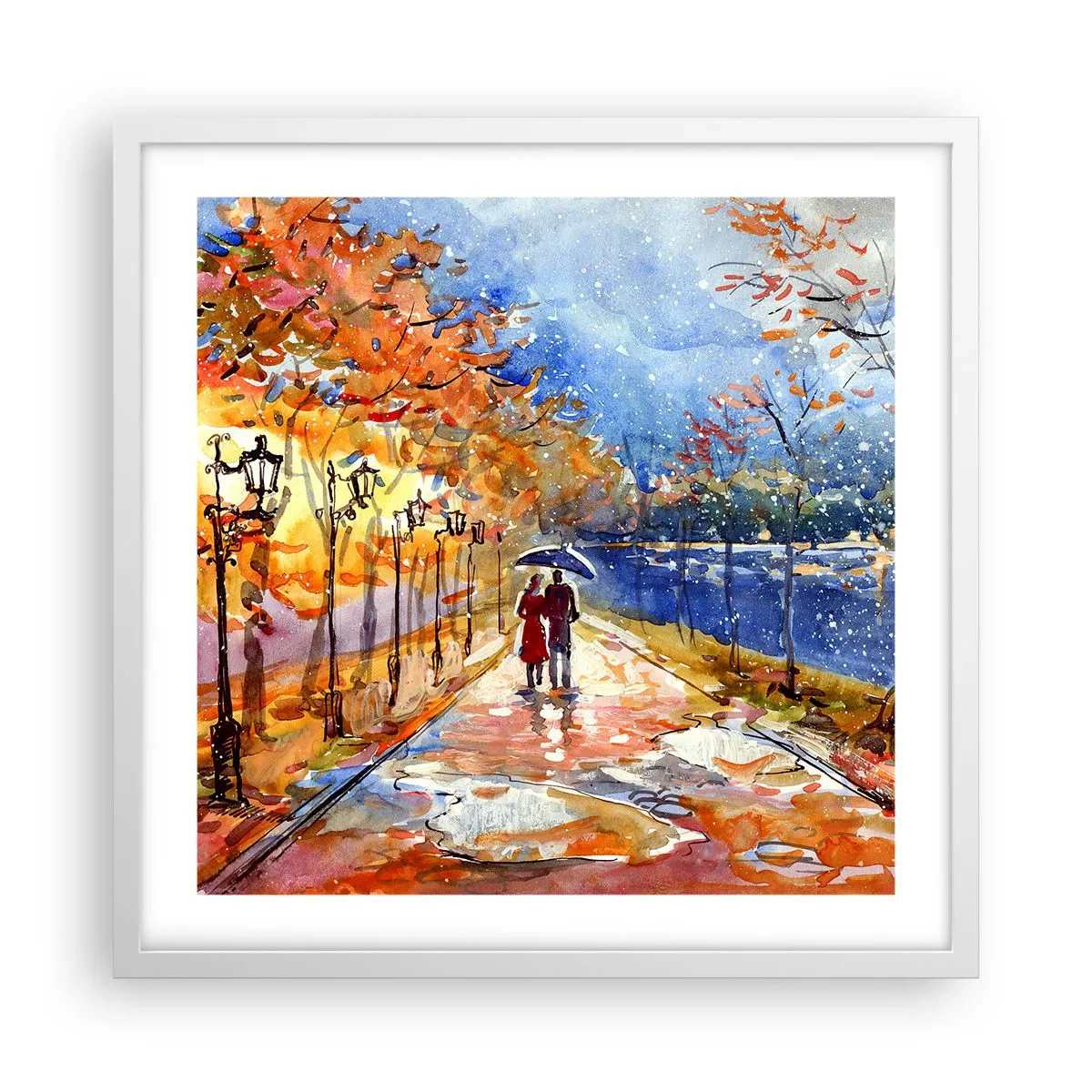 Poster în ramă albă - Împreună până la limita de timp - 50x50 cm