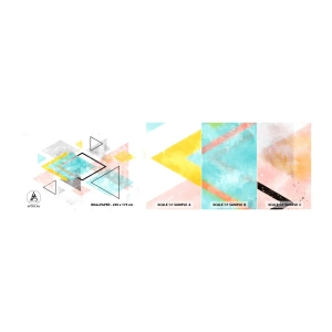 Mostră tapet autocolant Deluxe Sticker - Joc geometric - Luminos, Triunghiuri, Minimalism - 100x30 cm
