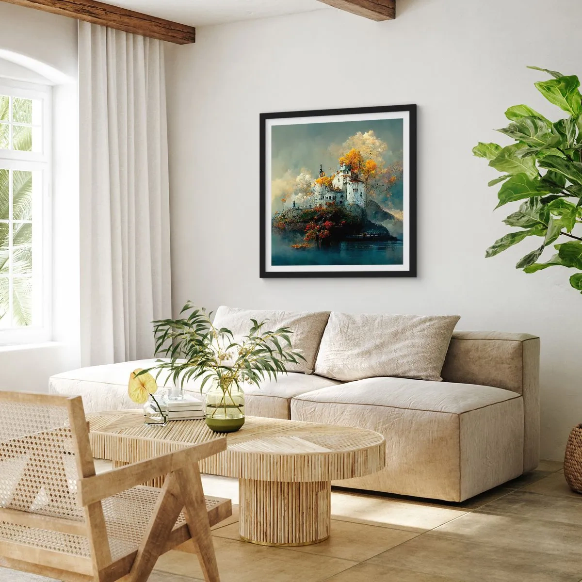 Poster în ramă neagră - Începutul unei povești romantice - 40x40 cm