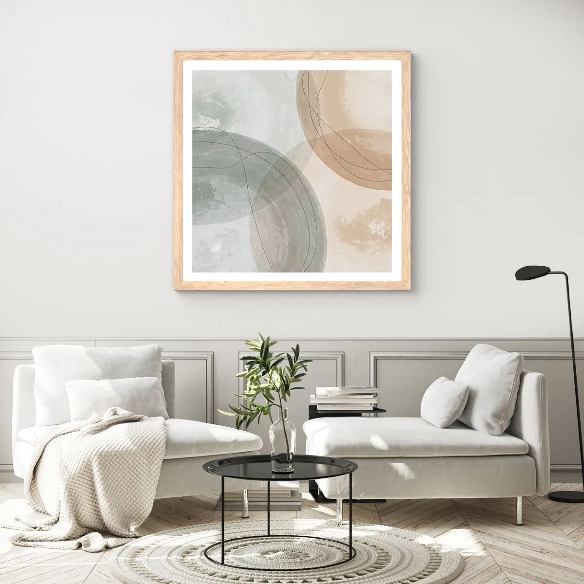 Poster în ramă de stejar deschis - Întrepătrunderea lumilor - 60x60 cm