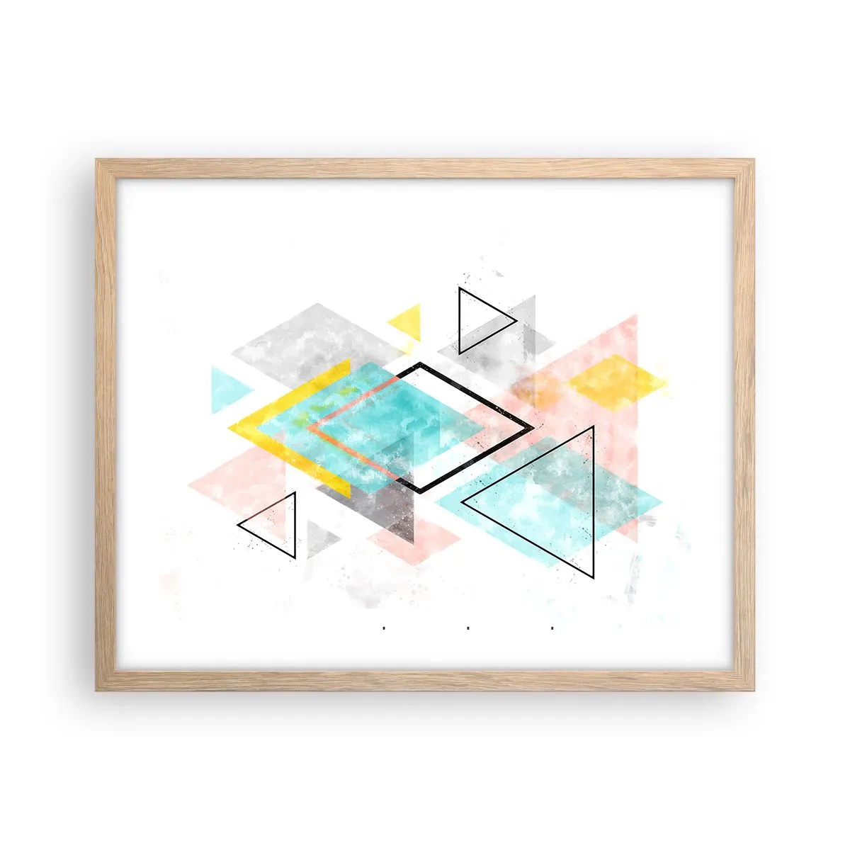 Poster în ramă de stejar deschis - Joc geometric - 50x40 cm