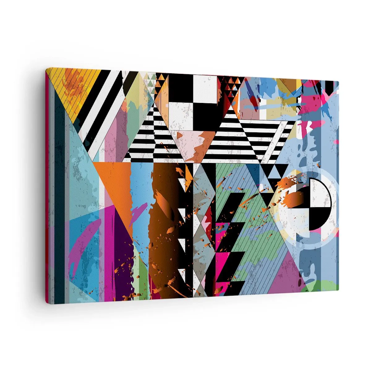 Tablou pe pânză Canvas - Compoziție geometrică abstractă cu culori vii - 70x50cm - Geometric și organic - Decorațiune modernă pentru perete pentru living și dormitor ARTTOR