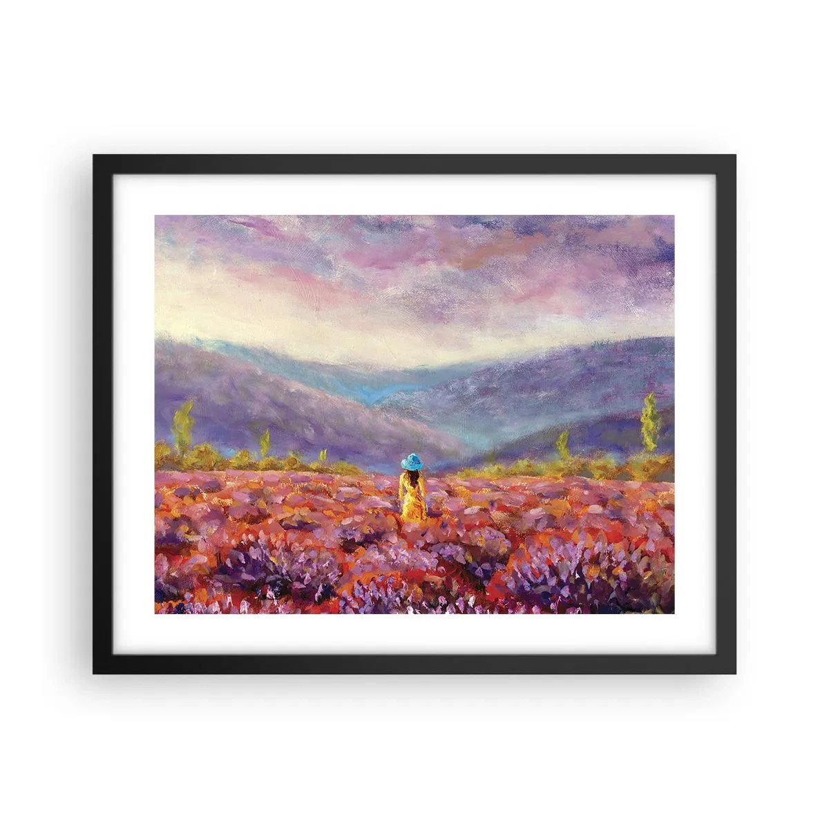 Poster în ramă neagră - Într-o lume de lavandă - 50x40 cm