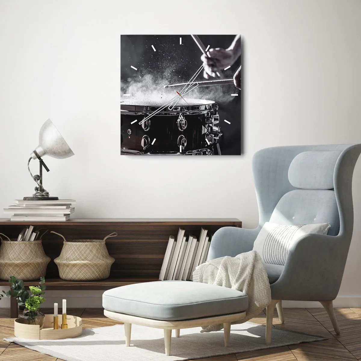 Ceas de perete - Ceas pe sticlă - Pulsul muzicii - 30x30 cm