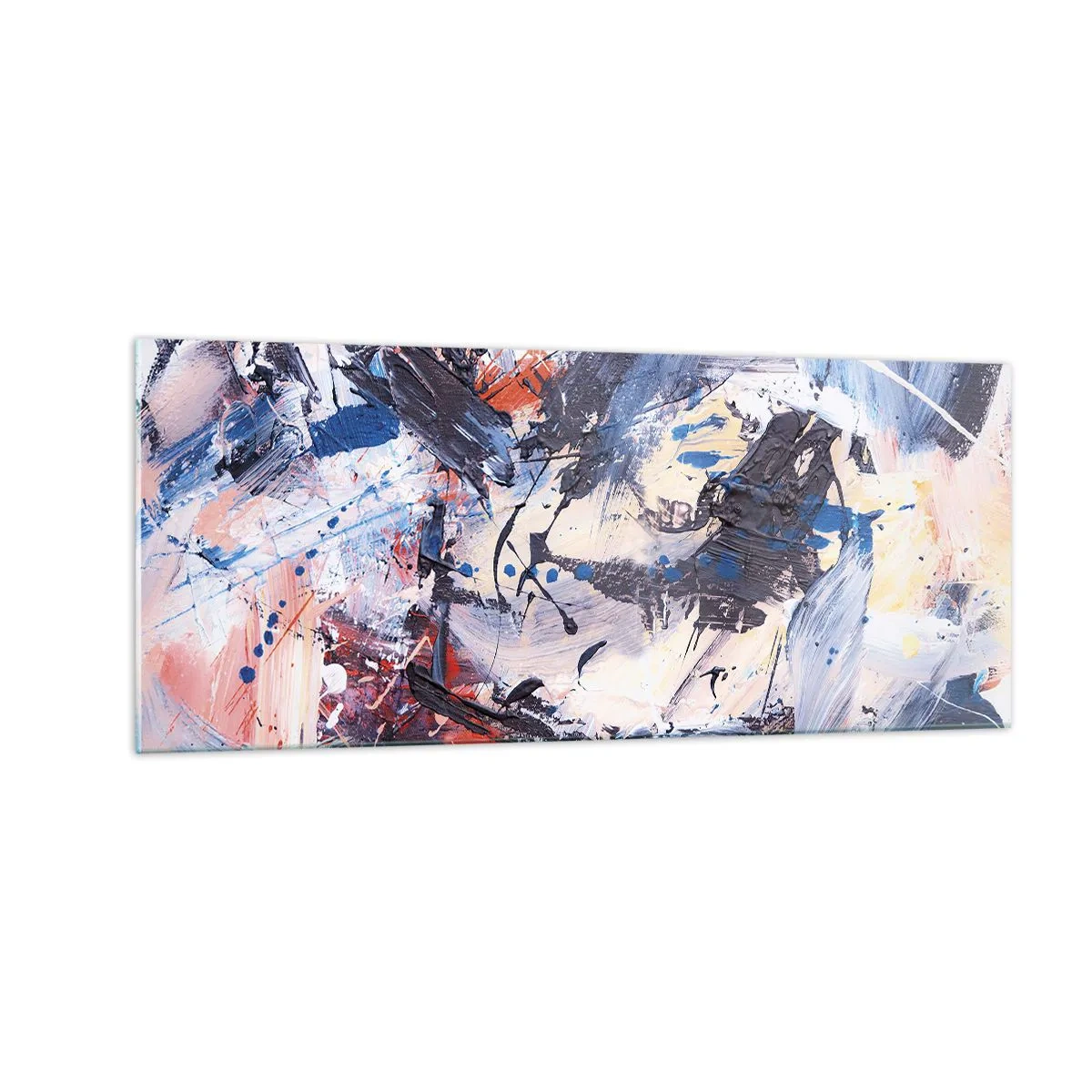 Tablou pe sticlă - Dansul nebun al abstracției - 100x40 cm