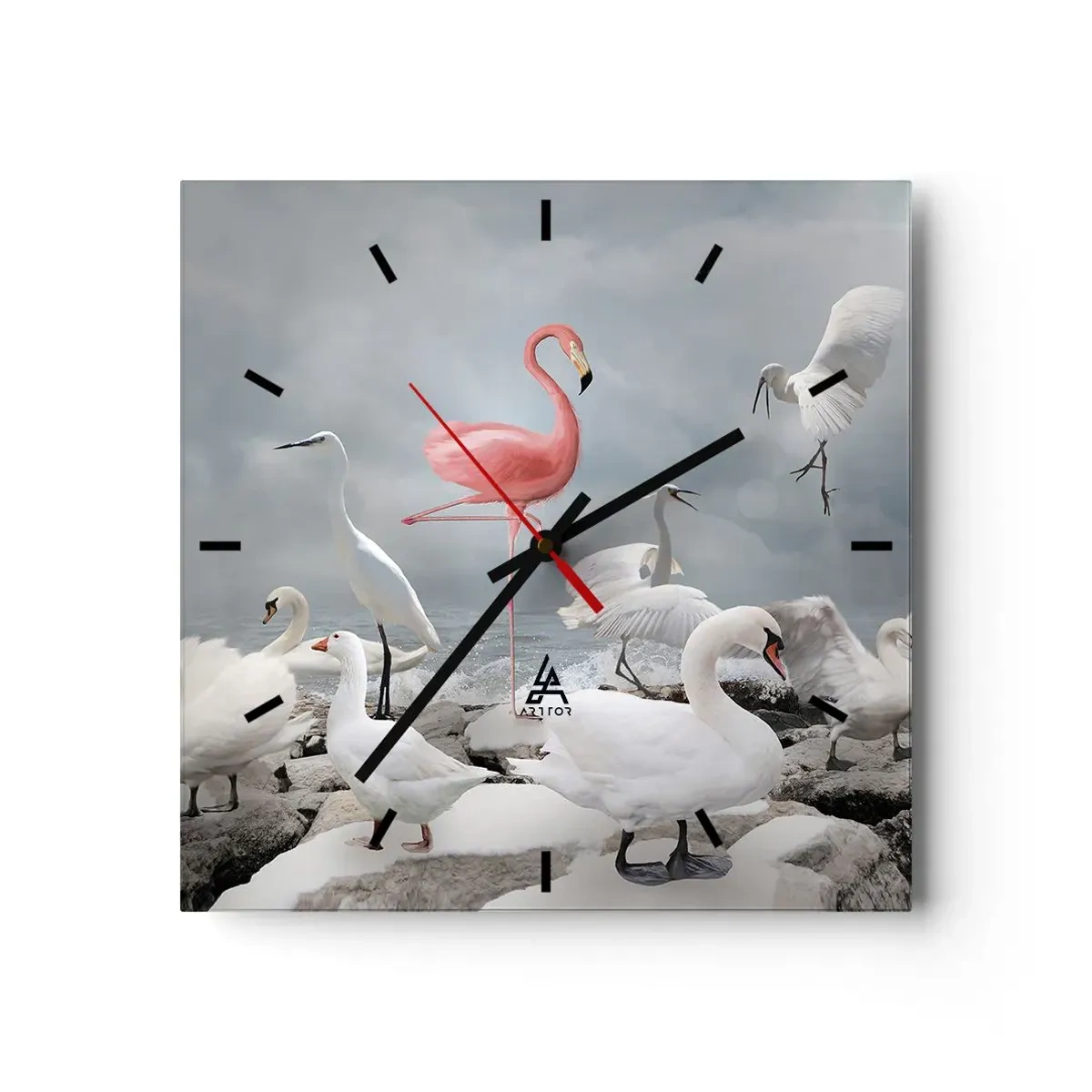 Ceas de perete - Ceas pe sticlă - De unde am venit? - 30x30 cm