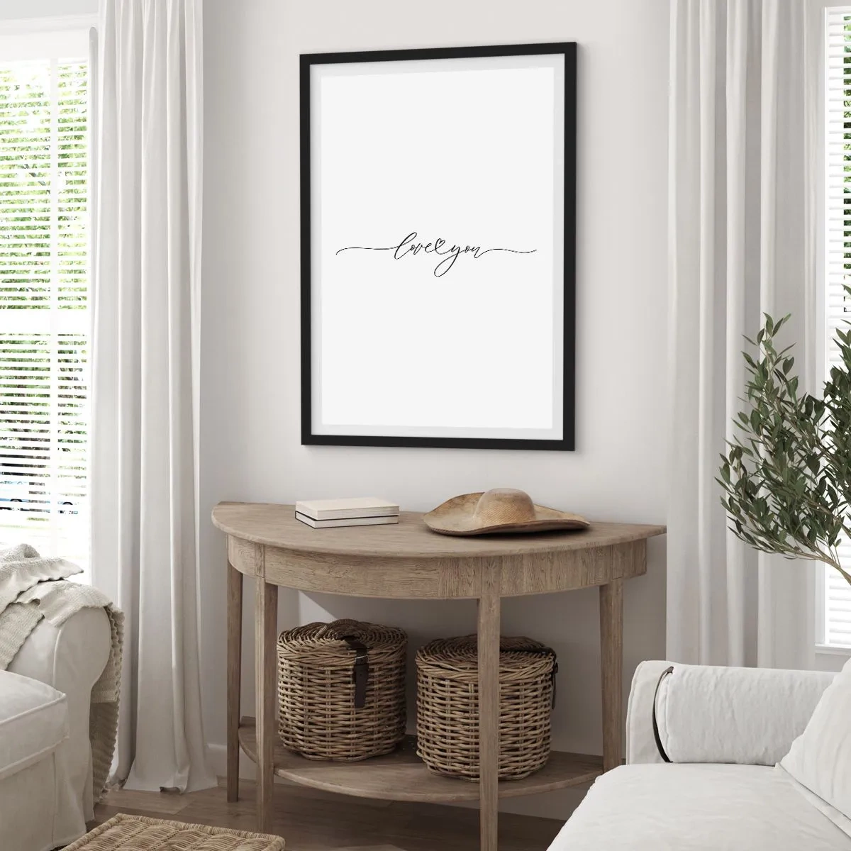 Poster în ramă neagră - Negru pe alb - 70x100 cm