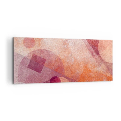 Tablou pe pânză - Transformări geometrice în roz - 100x40 cm