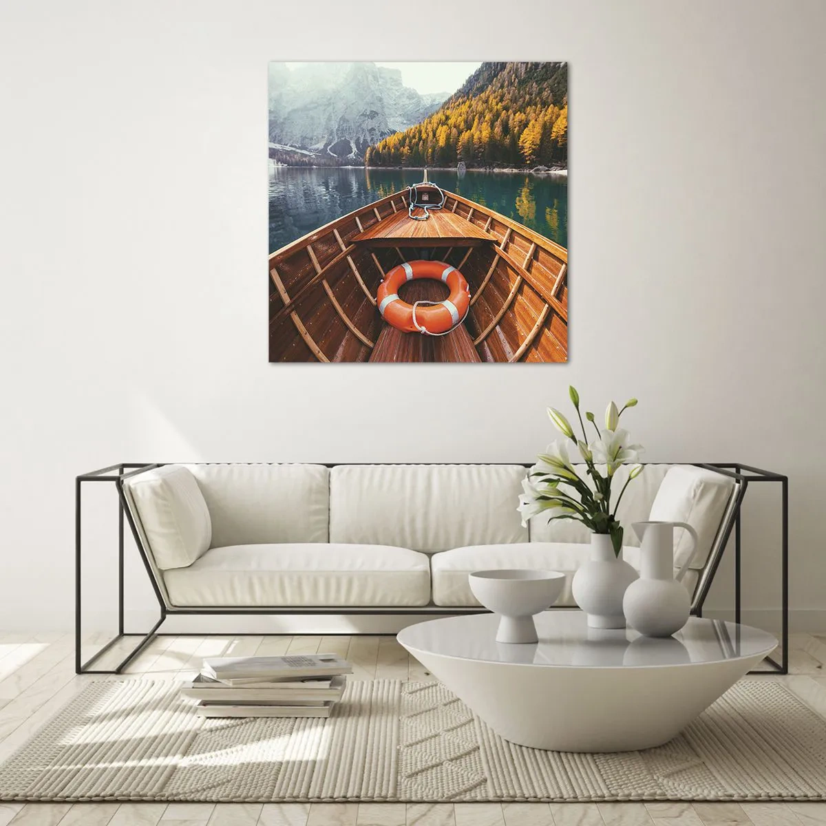 Tablou pe sticlă - Excursie pe munte - 60x60 cm