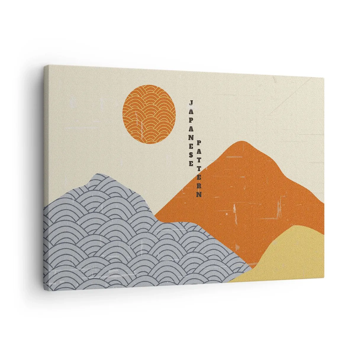 Tablou pe pânză Canvas - Modele japoneze cu munți, soare și stil minimalist - 70x50cm - În stil japonez - Decorațiune modernă pentru perete pentru living și dormitor ARTTOR