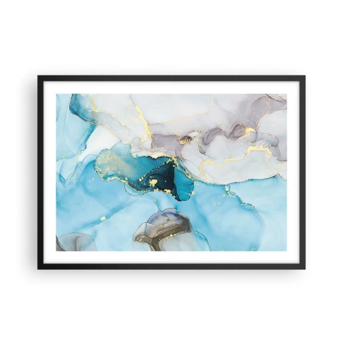 Poster în ramă neagră - Un studiu al întâlnirii dintre gri și turcoaz - 70x50 cm