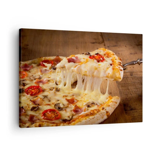 Tablou pe pânză Canvas - Pizza cu brânză filată - 70x50cm - O capodoperă a artei italiene - Decorațiune modernă pentru perete pentru living și dormitor ARTTOR