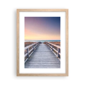 Poster în ramă de stejar deschis - Aurora baltică de seară - 30x40 cm