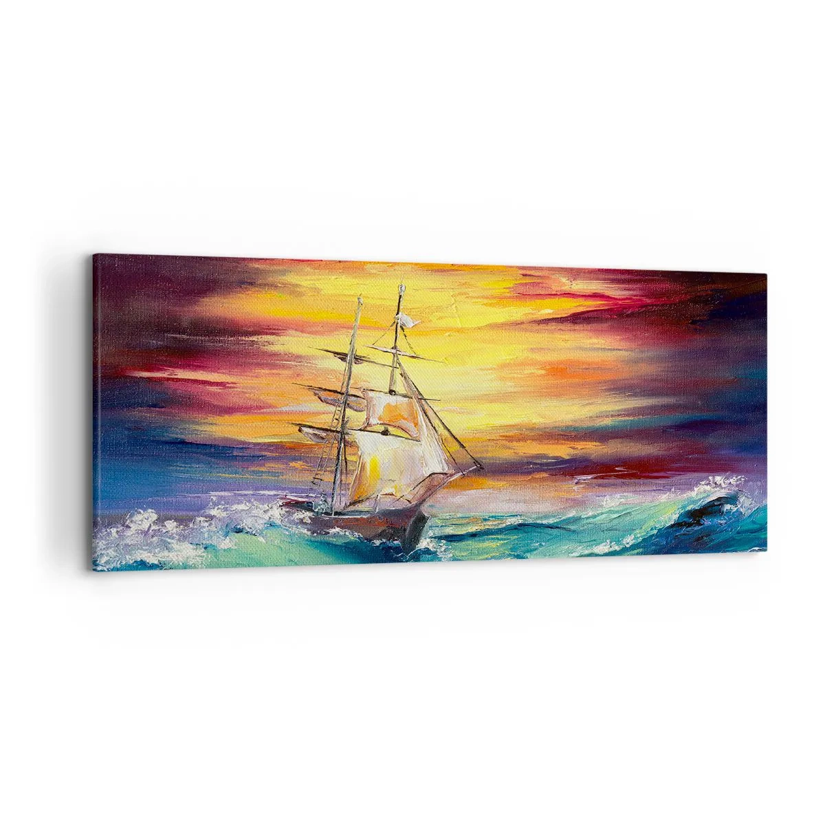 Tablou pe pânză - Înfruntând valurile - 120x50 cm