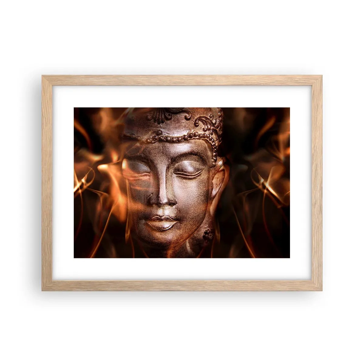 Poster în ramă de stejar deschis - Există doar aici și acum - 40x30 cm