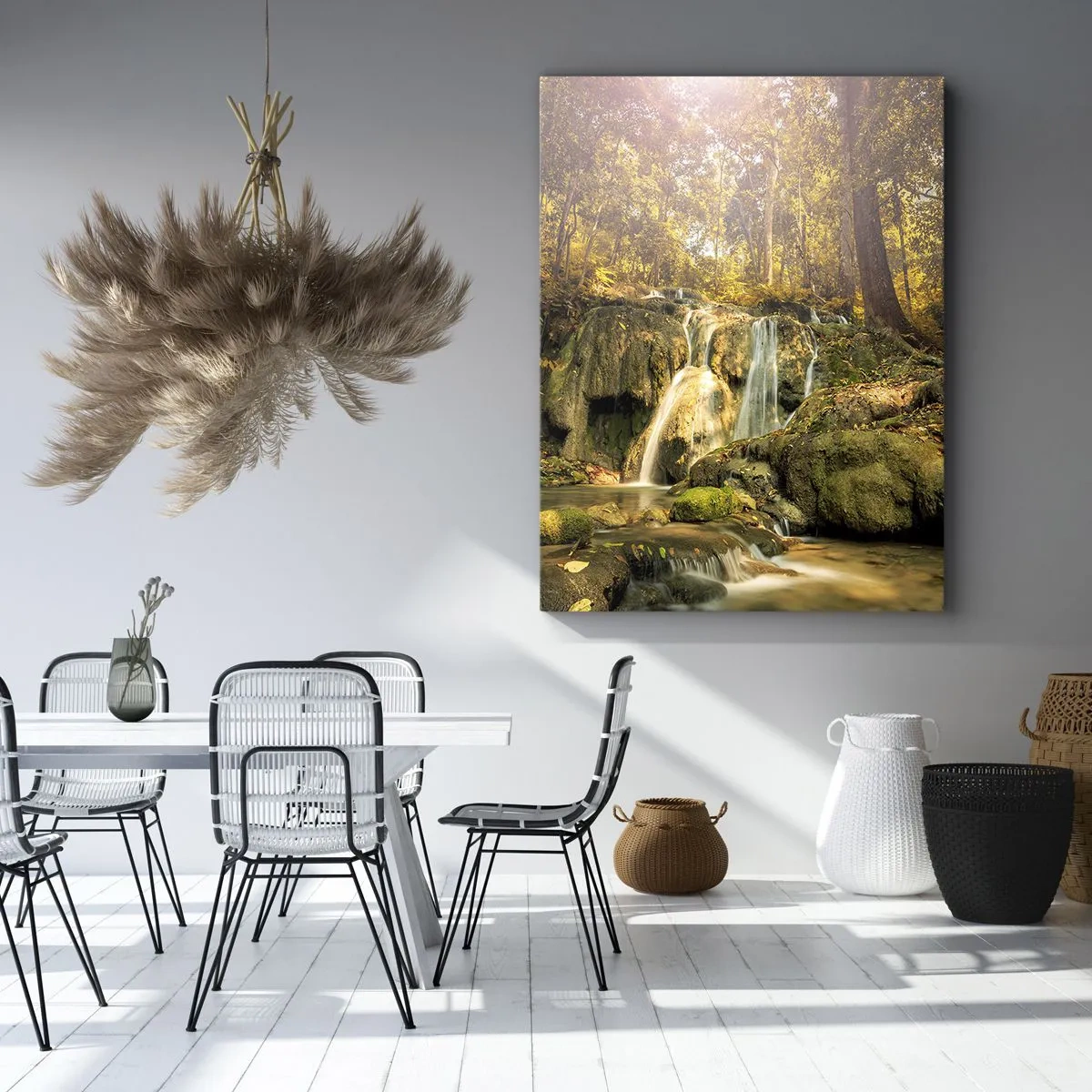 Tablou pe pânză - Cascada de pădure în verde - 50x70 cm