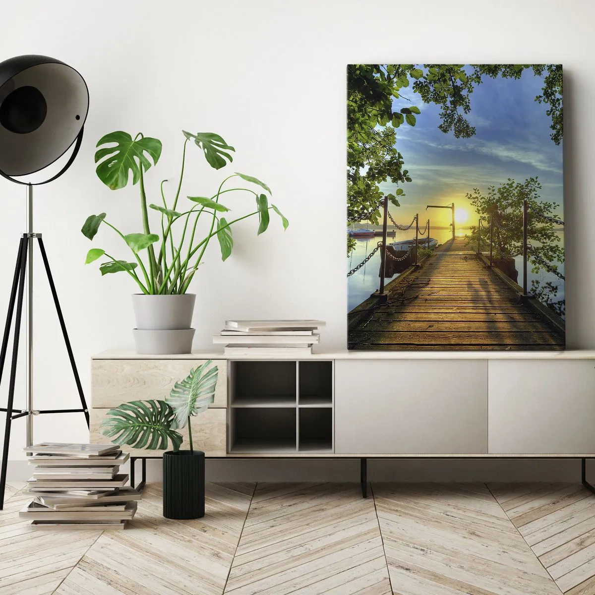 Tablou pe pânză - Apusul la malul apei - 70x100 cm