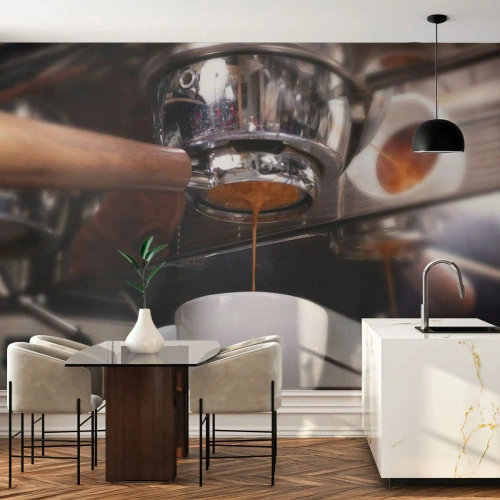 Tapet Premium Sand - Cel mai bun moment al zilei - Cafea, Automat de cafea, Barista - 100x70 cm
