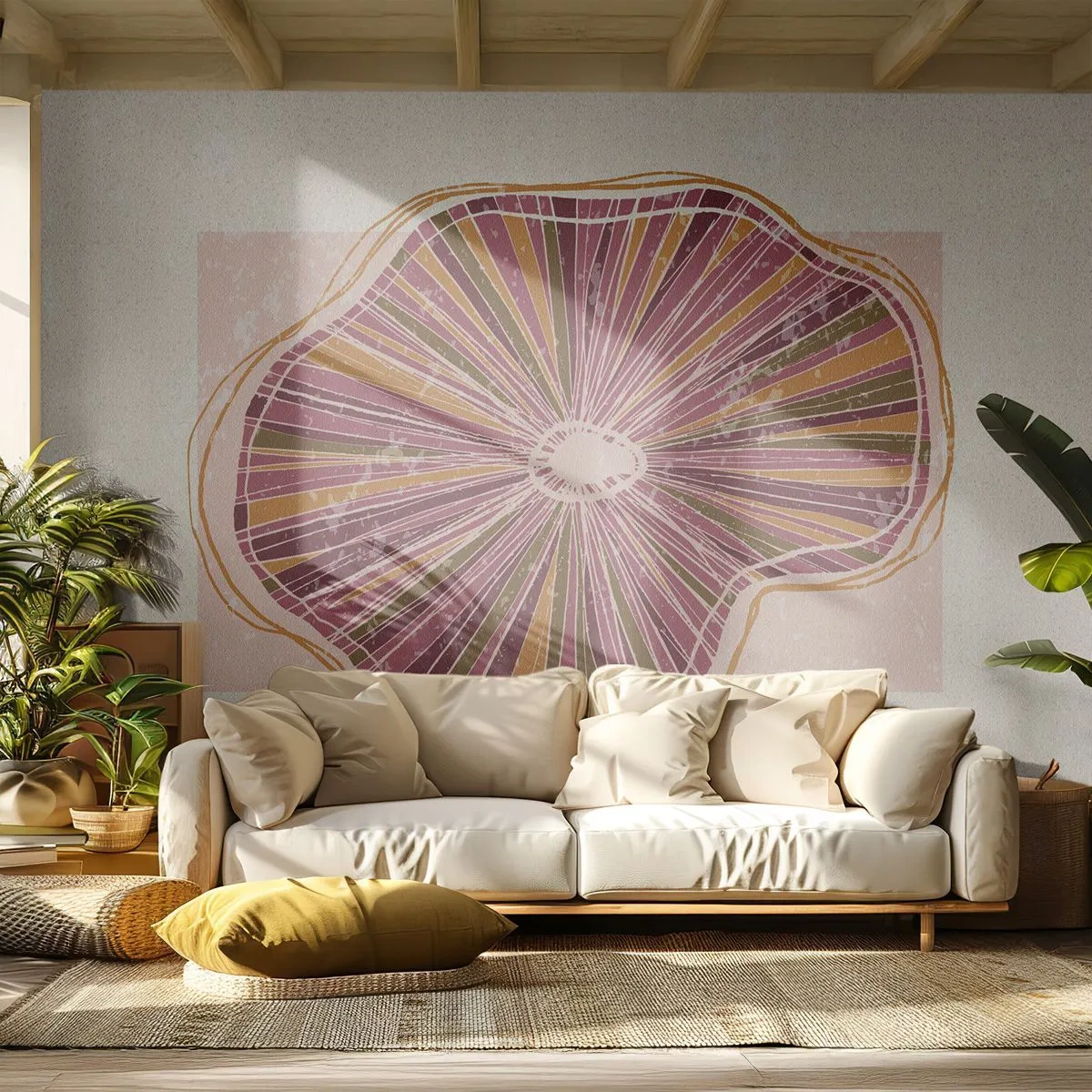 Fototapetă personalizată Premium Canvas - Abstracția radială - Boho, Minimalism, Abstracția