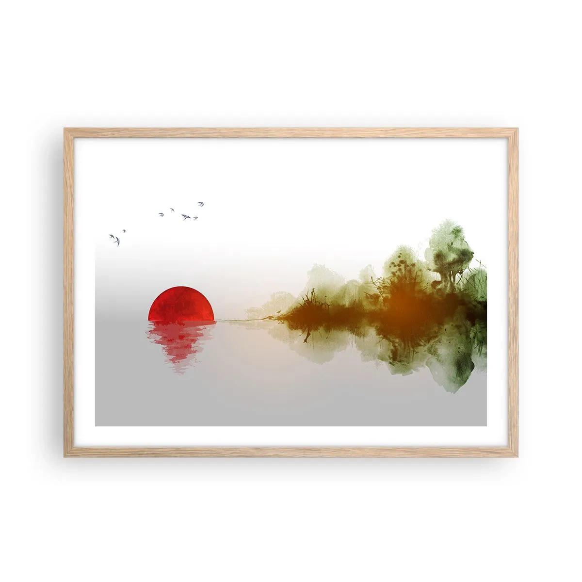 Poster în ramă de stejar deschis - Promisiune de liniște - 70x50 cm